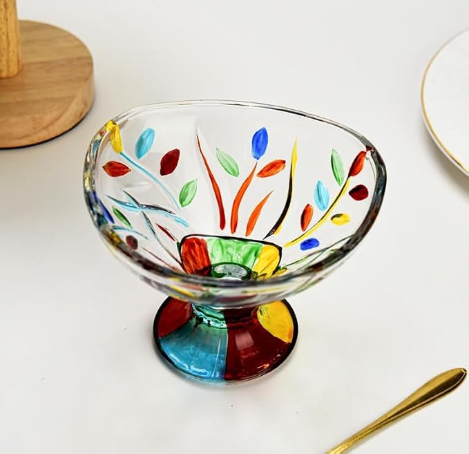 Decorative Colorful Crystal Glass Candy Bowl, Painted Glass Serving Dish for Candies, Holiday Centerpieces, Home Decoration and Table Displays - Image 2