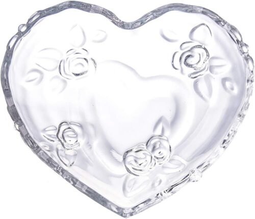 Clear Heart-Shaped Glass Serving Bowl, Decorative Fruit Dish and Tableware Container for Appetizers, Desserts, Salads, Snacks and Ice Cream