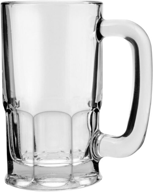20 oz Clear Glass Beer Mugs, Large Drinking Cups with Handles, Set of 6 for Beer and Everyday Beverages