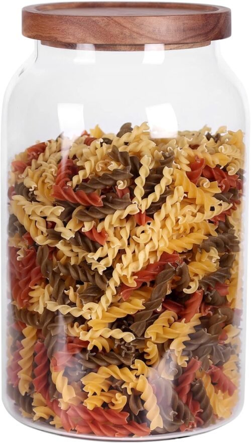 1 Gallon Large Glass Storage Jar with Airtight Lid and Non-Slip Base for Dry Food, Pantry and Kitchen Organization