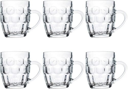 19 oz Large Glass Beer Mugs with Handles, Set of 6 Freezer-Friendly Drinking Cups for Beer, Water and Other Beverages