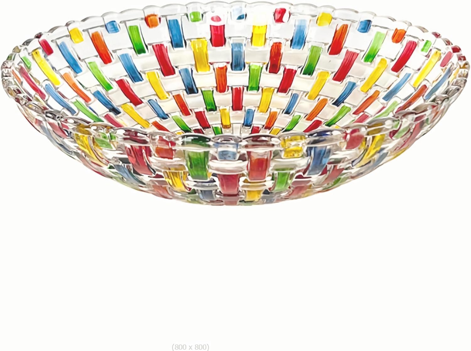 10 Inch Colorful Crystal Glass Bowl, Decorative Serving Dish for Fruit, Candy, Desserts, Snacks, Salads and Table Displays