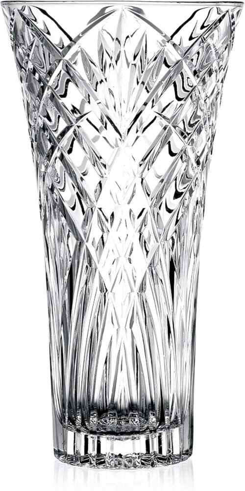 12 Inch Tall Glass Flower Vase with 6 Inch Opening, Elegant Decorative Centerpiece Vase for Floral Arrangements, Home and Events
