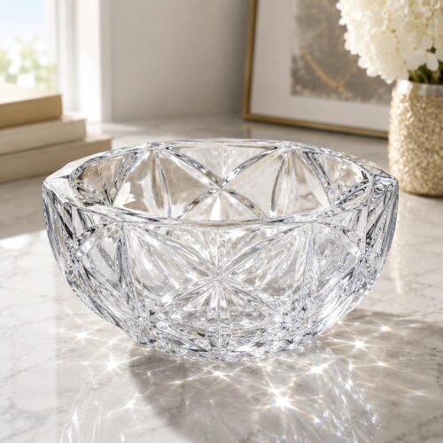 8.6 Inch Hand-Painted Crystal Glass Decorative Bowl, Polished Fruit and Catch-All Bowl for Kitchen Counters, Dining Rooms, Tables and Home Centerpieces