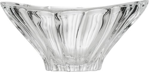 8 Inch Clear Crystal Glass Fruit Bowl, Deep Decorative Serving Bowl and Centerpiece Platter for Weddings, Home Decoration, Parties and Gift Giving