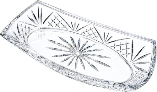 12 x 5 Inch Oval Crystal Glass Serving Tray, Decorative Platter for Appetizers, Snacks, Desserts, Fruit and Everyday Entertaining