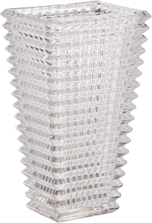 11 Inch Large Clear Crystal Glass Flower Vase, Modern Decorative Centerpiece for Living Room, Bedroom, Kitchen, Dining Table and Wedding Settings